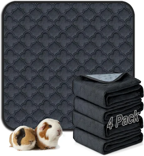 Vista 47 de FunFurry Forro lavable para jaula de conejillo de indias, paquete de 4 almohadillas reutilizables y lavables, ropa de cama impermeable para Azul