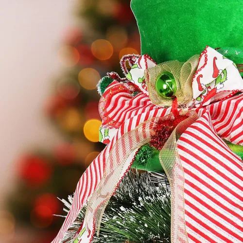 Vista 3 de PARTY KNIGHT Adorno para la Copa del Árbol de Navidad Grinch - Decoración de Árbol Hecha a Mano, Adorno para la Copa del Árbol Grinch
