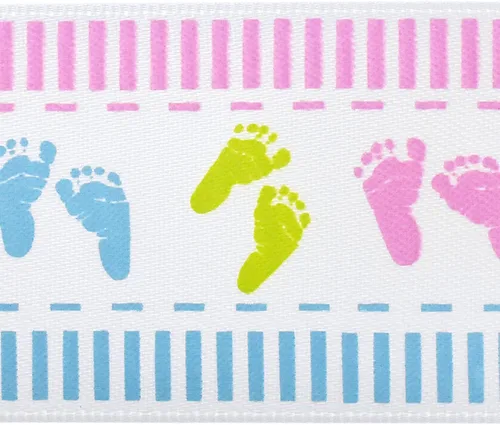 Vista 2 de Homeford Baby Footprint - Cinta de satén pastel, color blanco, 1-1/2 pulgadas, 3 yardas
