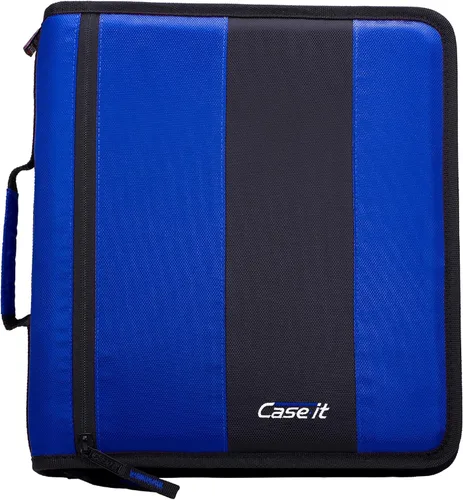 Vista 10 de Case-It - Clásica carpeta con cremallera, con argollas de 2 pulgadas, múltiples bolsillos, capacidad para 800 hojas, correa de hombro - Negro Un