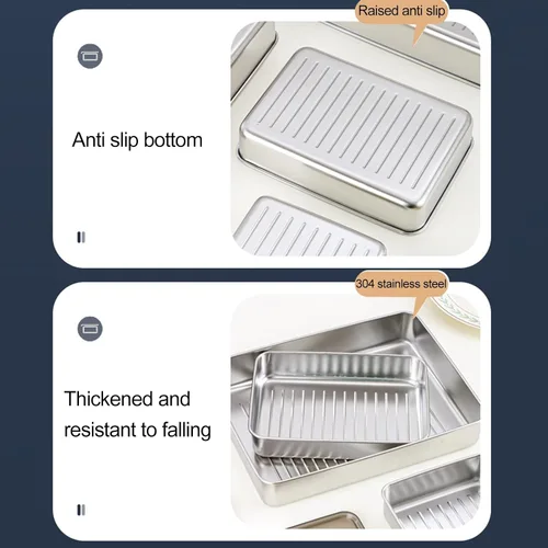 Vista 8 de Recipiente de tocino para refrigerador, 1000ML/2000ML/800ML/400ML Crisper Box 304 Recipientes herméticos de almacenamiento de carne con tapas