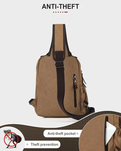 Vista 6 de Bolsa de mensajero para hombres, mochila cruzada pequeña, bolsa de hombro para hombres y mujeres, mochila con correa de lona