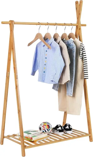 Vista 8 de Jotsport Estante plegable de bambú para niños, con almacenamiento Farbico, pequeño armario abierto para sala de juegos, guardería, baby shower