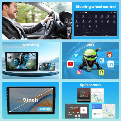 Vista 7 de Radio Android para Ford F150 2009-2012 0nly ajuste manual de CA, con pantalla táctil de 9 pulgadas, 2 GB+64 GB, compatible con Carplay, Android