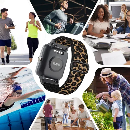 Vista 8 de Correa elástica de nailon compatible con el reloj Veryfitpro ID205L, correa de repuesto elástica de 0.73 pulgadas para Blackview ID205L/Letsfit