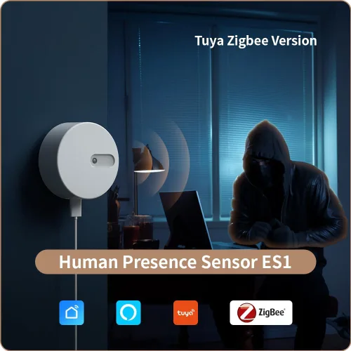 Vista 2 de Sensor de Presencia Humana ES1, Sensor de Movimiento Inteligente con Radar mmWave de 24G, Sensor de Ocupación Requiere Hub Zigbee Tuya