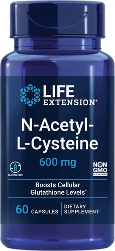 Vista 2 de Life Extension N-Acetil-L-Cisteína (NAC) y Glicina 1000 mg, Promueve la Relajación, Sueño Saludable, Aminoácido, Sin Gluten, Sin OGM, Vegetariano