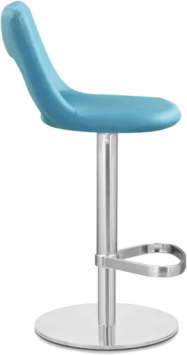 Vista 7 de ZURI Furniture Teal Jazz Taburete de bar de altura ajustable con base plana redonda