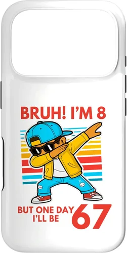 Vista 30 de Bruh I'm 8 But One-Day I'll Be 67 Retro 8th Birthday Kids Case for iPhone 17