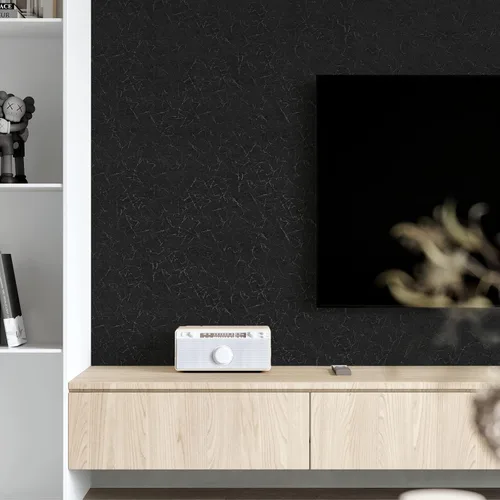 Vista 2 de Cohoo Home Papel pintado de seda negra para despegar y pegar para dormitorio Papel de contacto texturizado sólido negro para gabinetes y cajones