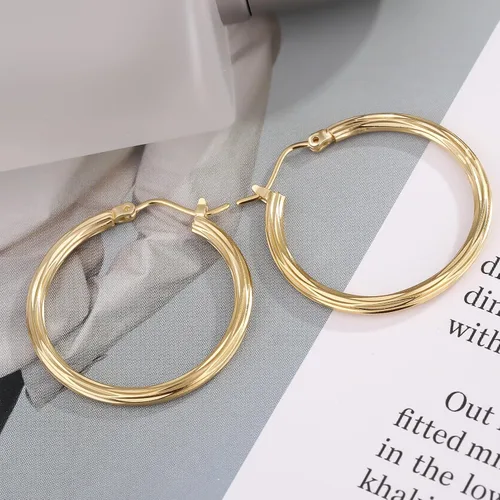 Vista 6 de ToHeart Aretes de aro de oro de 14 quilates para mujer, aretes de aro rectangulares chapados en oro pequeños