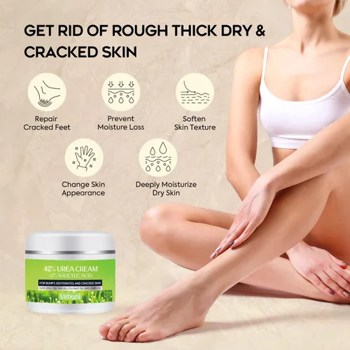 Vista 2 de Crema de urea 42% para pies, ácido salicílico, 4 onzas, removedor de callos mejorado para pies, rodillas y codos, hidrata y suaviza la piel, exfolia