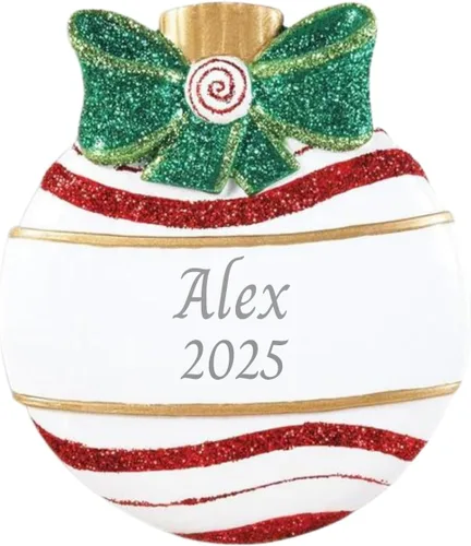 Vista 4 de Adorno personalizado para árbol de Navidad 2023, bola de Navidad, adorno de Feliz Navidad, recuerdo para niños y niñas