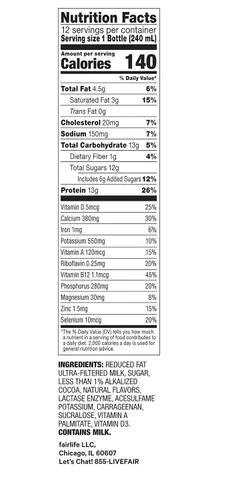 Vista 4 de Fairlife - Leche ultrafiltrada sabor a chocolate con 2% de grasa reducida, 12/8 onzas líquidas. Peso neto de 96 onzas líquidas