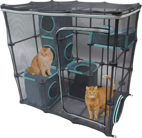 Vista 15 de Kitty City Muebles Catio para exteriores y kits de juego para gatos, combo de juego Combo de túnel/tienda de campaña de 1 vía
