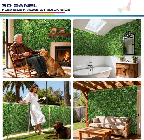 Vista 2 de Windscreen4less 1 panel artificial de boj de 40 x 40 pulgadas, decoración de pared verde hierba sintética para decoración de interiores y Panel 3D