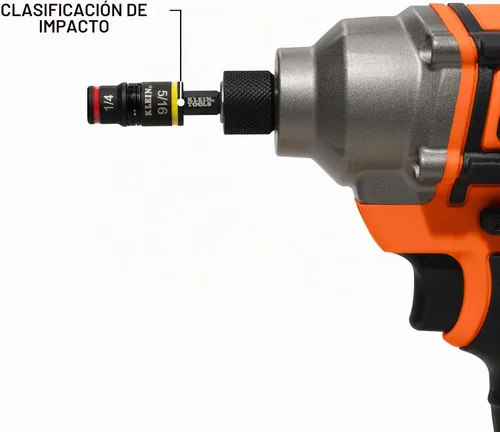 Vista 6 de Klein Tools 32931 Juego de llaves de impacto SAE 3 en 1, 1 enchufe abatible con tamaños de destornillador de tuerca de 1/4 y 5/16 y soporte