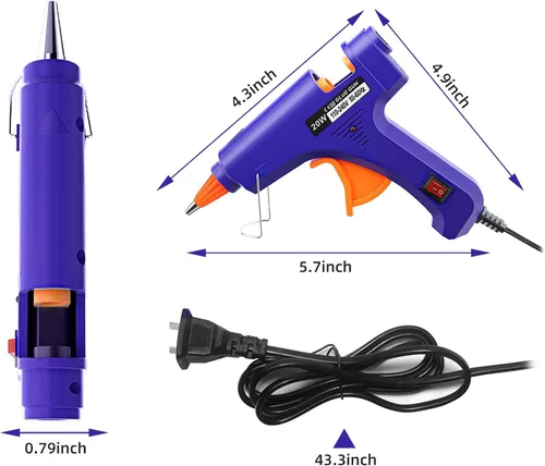 Vista 5 de Hot Glue Gun Kit Mini: Mini Hot Glue Guns Kit with 30 Sticks Melt Glue Gun Craft for Kids School DIY Arts Home Quick Repairs Blue