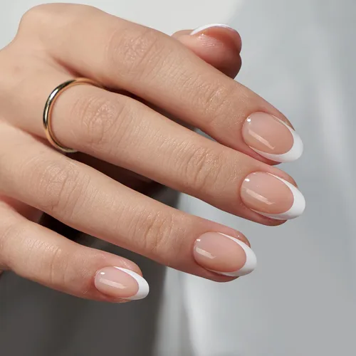 Vista 16 de BTArtbox Uñas Postizas Blancas Cortas a Presión - Uñas Postizas de Gel Suave en Forma de Almendra, Uñas Blancas con Pegamento para Uñas, Uñas