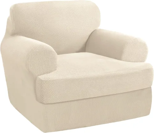 Vista 71 de PrinceDeco Fundas elásticas para sillón de 2 piezas, fundas de sofá para sillas con cojines en forma de T, fundas suaves para muebles con 1 funda