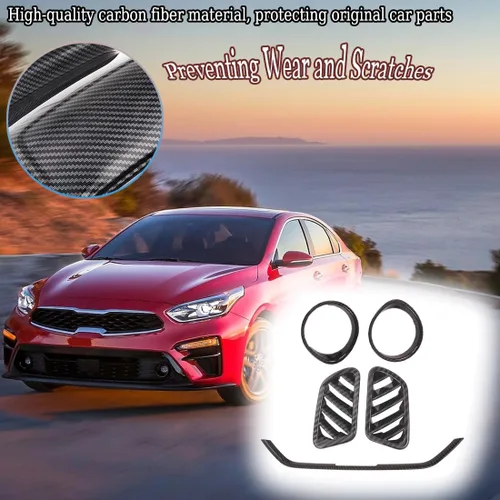 Vista 5 de MUXEE para Kia Forte 2019-2024 5PCS ABS Fibra de Carbono Centro Control Aire Acondicionado Marco Salpicadero Superior Salida de Viento Cubierta