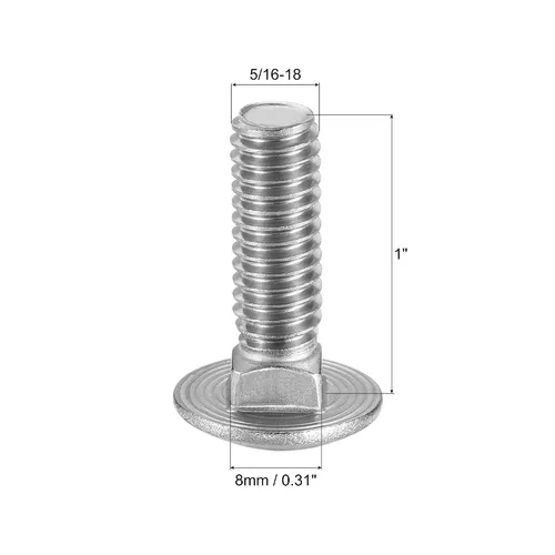 Vista 2 de uxcell Perno de carro de 5/16-18x1" Cabeza redonda Cuello cuadrado 304 Acero Inoxidable 20pcs