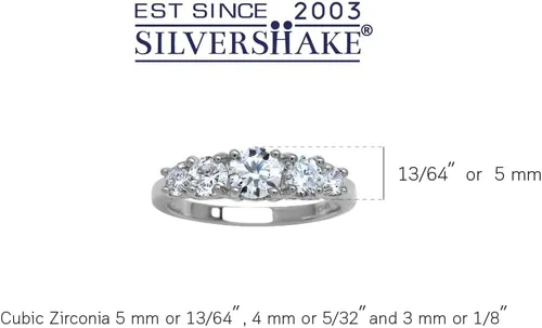 Vista 11 de Silvershake Anillo de plata de ley 925 chapada en oro blanco o amarillo con piedra natal de 5 piedras para mujer Azul zafiro creado