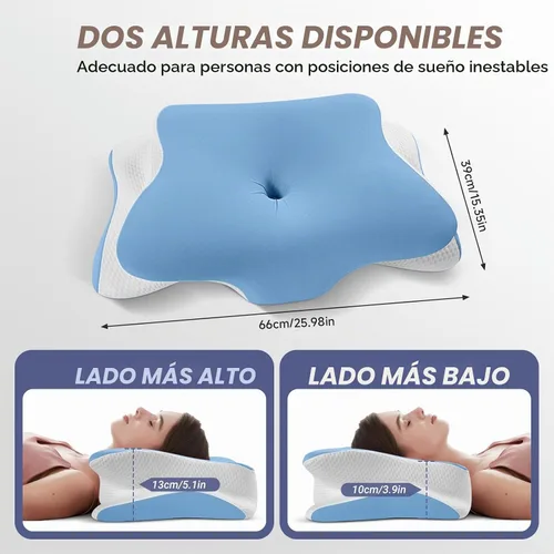 Vista 3 de A-Pce Almohada cervical para cuello y hombro, almohadas de espuma viscoelástica inodoras y funda de seda suave, almohada ortopédica ergonómica