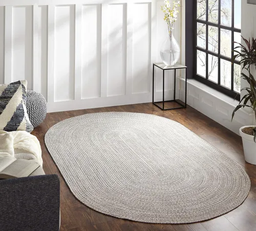 Vista 40 de BNM - Alfombra ovalada bohemia para interiores y exteriores con patrón trenzado sólido, perfecta para patio trasero, patio, oficina, sala de estar