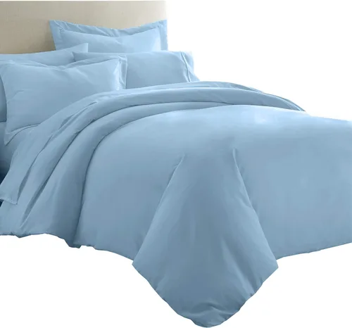 Vista 4 de Royal Tradition Juego de ropa de cama de viscosa de bambú sólido de 7 piezas, funda de edredón y fundas de almohada con sábanas, color beige