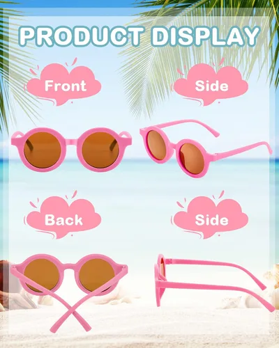 Vista 3 de Flutesan 24 pares de lentes de sol redondos para niños, lindos lentes de sol circulares retro para niños y niñas, niños pequeños al aire libre UV