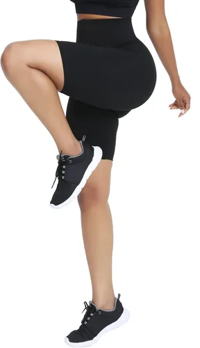 Vista 5 de huiming Pantalones cortos de sauna para mujer, adelgazantes, compresión para entrenamiento, entrenamiento térmico de cintura, leggings adelgazantes