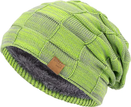 Vista 8 de Vgogfly Slouchy Beanie for Men Winter Hats for Guys Cool Beanies Mens Lined Knit Warm Thick Skully Stocking Binie Hat Negro