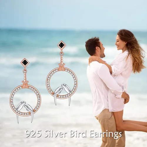 Vista 4 de Unique Animal Earrings Sterling Silver Leverback Dangle Earrings Jewelry for Women Birthday Festival Gifts