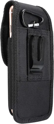 Vista 4 de Funda vertical de nailon para teléfono celular con clip para cinturón de metal, funda para iPhone 16 Pro Max 15 14 Pro Max Samsung Galaxy S25 Ultra