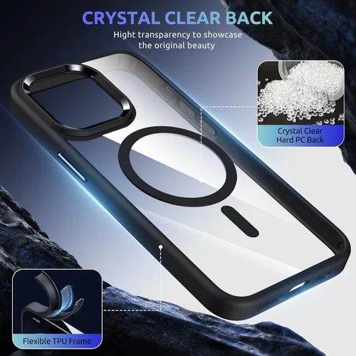 Vista 5 de Funda magnética para iPhone 12 Pro Max, compatible con MagSafe, [protección contra caídas de grado militar] TPU suave y transparente para iPhone 12