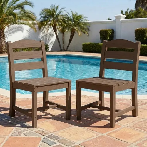 Vista 18 de SERWALL Outdoor HDPE Armless Dining Chairs Set of 2,All-Weather Use,Black Negro