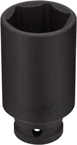 Vista 2 de JETECH Zócalo de impacto profundo de 1-1/4", unidad de 1/2 pulgada, SAE, acero de aleación de molibdeno cromado (Cr-Mo), diseño de 6 puntos, alcance