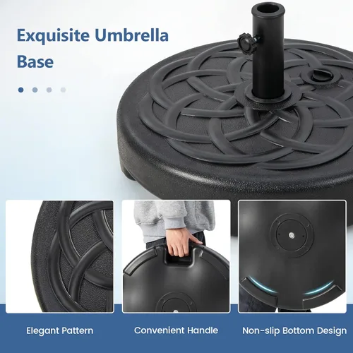 Vista 7 de Tangkula Soporte de base de paraguas rellenable, relleno de agua y arena, soporte de peso resistente para sombrilla de patio de 1.5 a 1.9 pulgadas