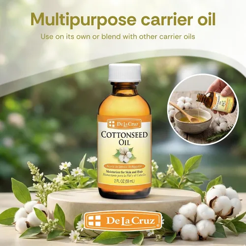 Vista 7 de De La Cruz Aceite de semilla de algodón, hidratante para piel y cabello, aceite portador multiusos, 2 onzas líquidas (1 botella)