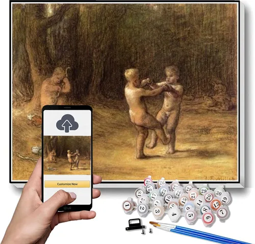 Vista 11 de Pintura de números para adultos, pintura de paisaje montañoso por Jean-Francois Millet Paint by Number Kit sobre lienzo para principiantes