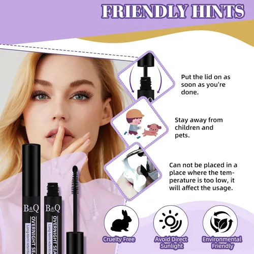 Vista 4 de Sellador de pestañas para extensiones de pestañas de 0.2 fl oz, sellado de pestañas negras transparente B&Q sellador de extensiones de pestañas Negro