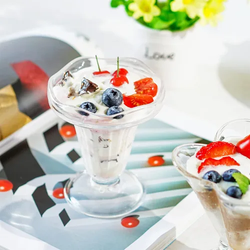Vista 8 de kanpura Juego de 2 cuencos de helado Art Deco de 5 onzas, fondo más grueso, apto para congelador, apto para lavavajillas, elegante diseño