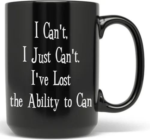 Vista 5 de PixiDoodle I Just Can't Even - Taza de café divertida con pérdida de motivación (11 onzas, negro)