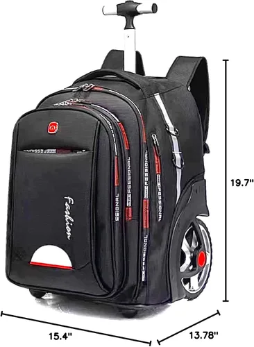 Vista 5 de Mochila de viaje de calidad para adultos, mochila para laptop de 22 pulgadas con ruedas, mochila grande impermeable con ruedas, mochila con ruedas