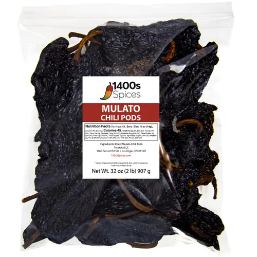 Vista 4 de 1lb Mulato Chile, Poblanos completamente maduro Calor suave con sabor rico, ahumado y ligeramente dulce para recetas tradicionales