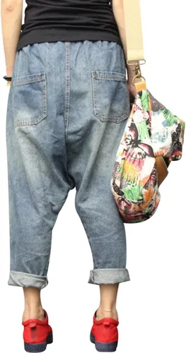 Vista 3 de Bigasset Pantalones de harén con cintura elástica para mujer
