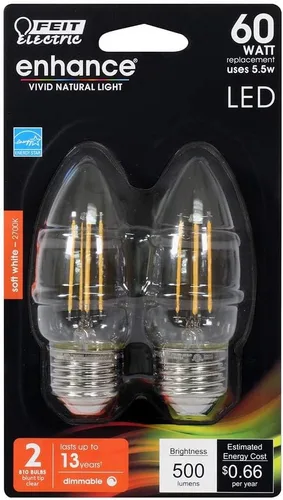 Vista 2 de Feit Electric BPETC60/927CA/FIL BPETC60927CAFIL/2/RP LED de rendimiento, 3.5"H x 1.7"D, específico del producto, 2 piezas