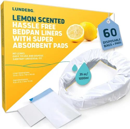 Vista 11 de Lunderg Bolsas de cama con almohadillas superabsorbentes perfumadas de limón, paquete económico de 30 unidades, grado médico y ajuste universal