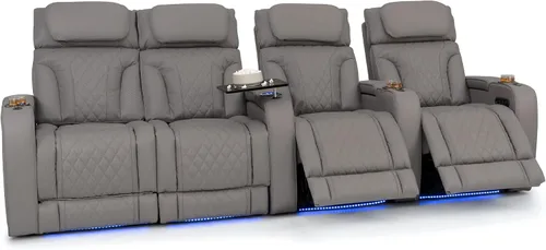 Vista 86 de Seatcraft Luminis 365 - Asiento de cine en casa (fila de 2 biplazas), color carmesí